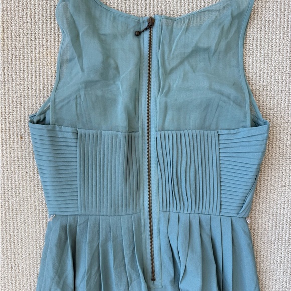 Hitherto Anthropologie Pleated Bow Dress Size 2 Sage Green Bridesmaid - Picture 10 of 11